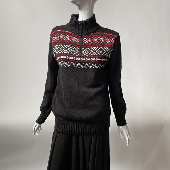 Chaps Blk Cotton Zip Sweater - sz 18/20 - Picture 4 of 10